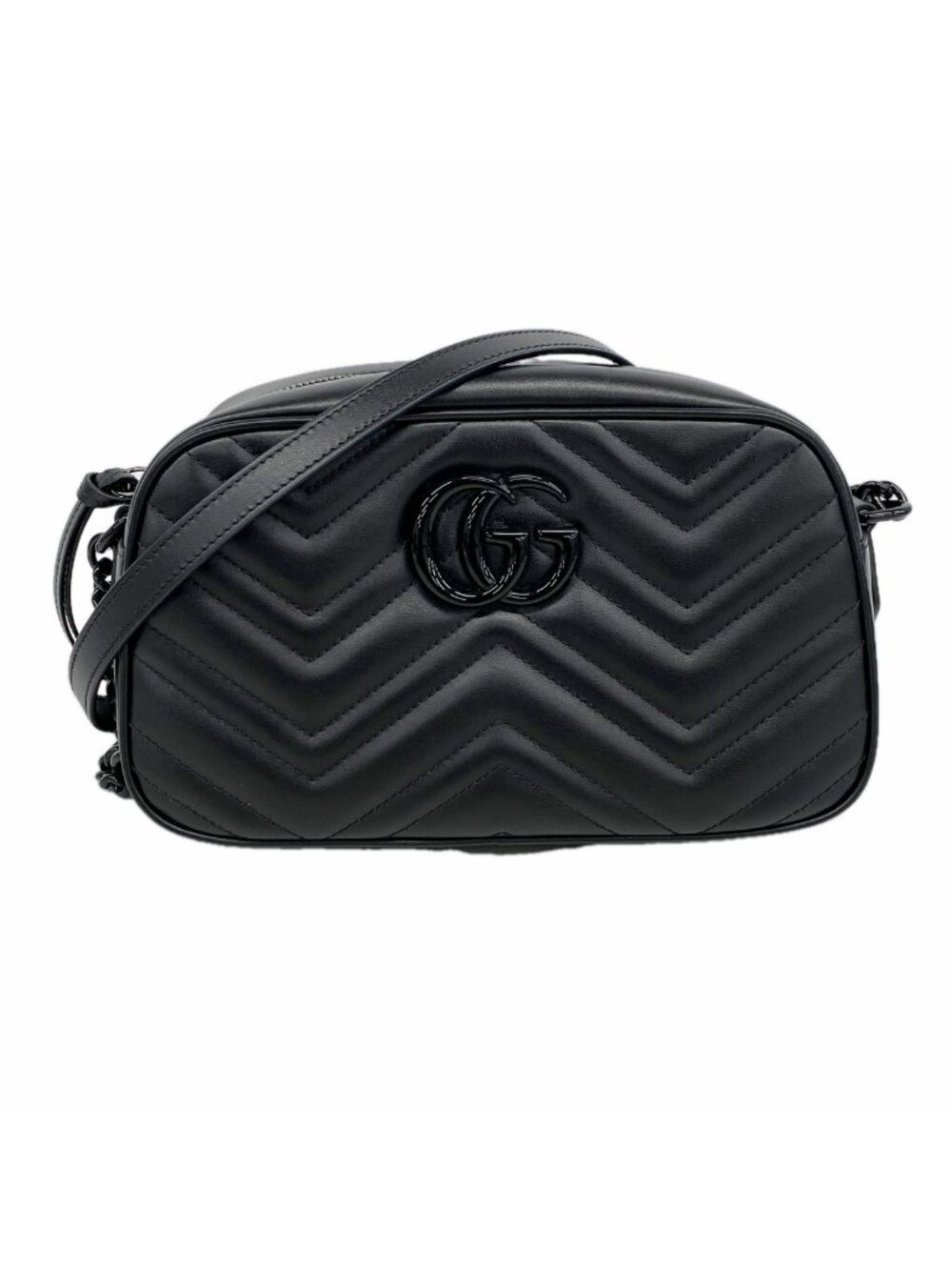 Gucci Shoulder Bag GG Marmont Leather Black Silver